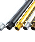 4 Pack Straight Pipe Lamp Stems With M10 Threads And Connectors 7.87 Inch Hollow Black Rods in various colors and threaded ends.