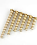 Brass Furniture Feet Set Of 4 with adjustable legs for coffee tables and cabinets, six different sizes arranged on white background
