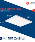 2x2 LED Flat Panel Light With 3300 Lumens, Switchable 3500K 4000K 5000K CCT dimensions illustration