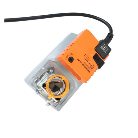 Rock Solid Modulating Damper Actuator For HVAC Systems Delivering Accurate 2 To 10 V Feedback And Smooth 24 Volt AC DC Control For Tight Airflow Regulation And Pain Free Install, top view showing wiring and actuator detail.
