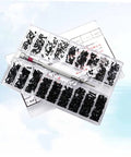 Straight Up Solid Black Screw Assortment Kit Featuring Portable Countersunk Round Head Fasteners for various repairs.