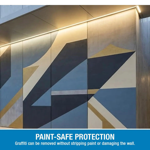 Painted wall protected by Non Sacrificial Anti Graffiti Coating No Fuss Ready To Use Sealant That Lets Graffiti Be Removed Cleanly