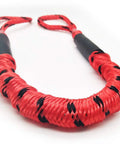 Red and black shock absorbing bungee dock line with foam float and easy clip ends, 3.5Ft to 5.5Ft, 2 pack, stretchable mooring rope