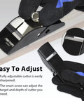 Compact Mini Hand Plane For Smooth Woodworking And Quick Deburring With Easy Depth Dial Portable Tool adjusting on wood block.