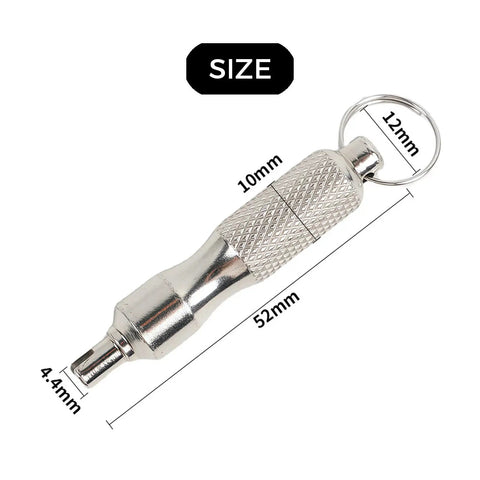 Two Pack Stainless Steel Valve Core Wrench Set for Car and Bicycle Ultra Portable Tire Valve Disassembly Tool with Keychain