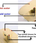 UMJIGF Shower System,Ceiling Mount Brushed Gold Bathroom Brass Ceiling faucet with hot and cold water controls and shower heads.