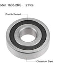 Upgrade Your Setup With 1638-2RS Deep Groove Ball Bearings In A Badass 2-Pack Built From Premium Chrome Steel Featuring Double Seals To Keep Grease Locked Down For Heavy Duty Work With 3/4-Inch Bore 2-Inch OD And 9/16-Inch Width Fits Clean.