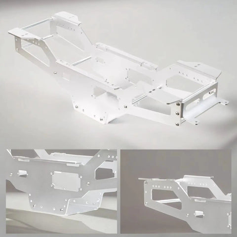 Beefed Up Aluminum Chassis Frame Upgrade Kit for One Tenth Scale RC Cars featuring shock mount points