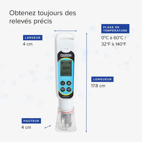 PCTSTestr 50 Waterproof Pocket PH Conductivity TDS Salinity Tester, Pro Grade 50 Series With LCD Display, 3 Point Calibration, All In One On The Go Battery Powered, Field And Lab Ready, Black, 17.8 cm tester