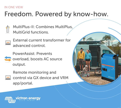 Image showing MultiPlus-II Pure Sine Wave Inverter Charger for 35 Amp Battery, 120V, 3000VA, 48-Volt System beside van.