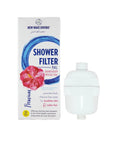 Chlorine Free Shower Filter System With Aromatherapy Ring, Easy Install, White Finish, Next to Product Box