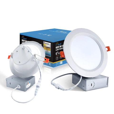 12 Pack 6 Inch LED Recessed Downlights With J Box Dimmable Canless Ceiling Lights Kickin Bright 850 Lumens 12W Six CCT Switchable