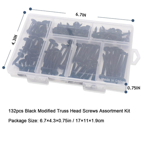 Black Wood Screws Set With 132 Piece Assortment Go To Woodworking Six Sizes In Phillips Drive 1022A Carbon Steel Truss Head