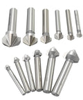 Front view of Amazon Dtacke 6-piece 90° 3-flute chamfering end mills and countersink bits set, HSS