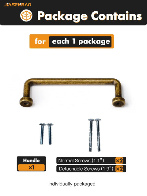 10 Pack Antique Brass Cabinet Bar Pulls 3 Inch Center To Center with screws included in package contents display