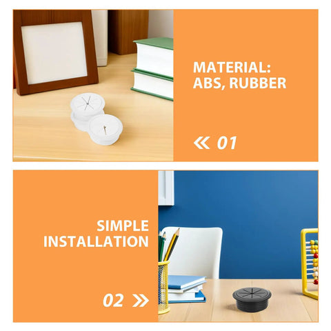 20 Pack Round Desk Cable Hole Cover Grommet Kit With No Fuss Install And Dust Barrier For Office Desks And School Tables ABS And Rubber Material For Safe And Easy Cable Management And Electronics Protection, ABS rubber desk grommet