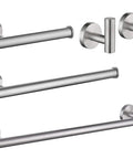 Brushed Nickel Bathroom Hardware Set 5-Piece Kit with towel bars, toilet paper holder, robe hooks in SUS304 stainless steel