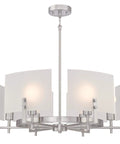 Enzo James Brushed Nickel Six Light Indoor Chandelier With Frosted Glass For Dining Room Kitchen Or Living Room Sloped Ceiling