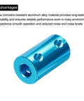 Rigid Aluminum Shaft Coupler 6.35mm To 6.35mm For 3D Printers And CNC Machines 25x14mm Blue Close-Up