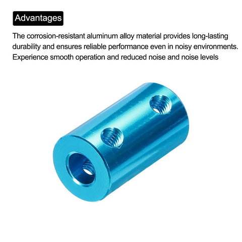 Rigid Aluminum Shaft Coupler 6.35mm To 6.35mm For 3D Printers And CNC Machines 25x14mm Blue Close-Up