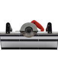 Heavy Duty 1200W Electric Tile Bevel Cutter With Integrated Spray System For Clean 43 Degree Chamfering On Ceramic Tile, front view, features blade and handle.