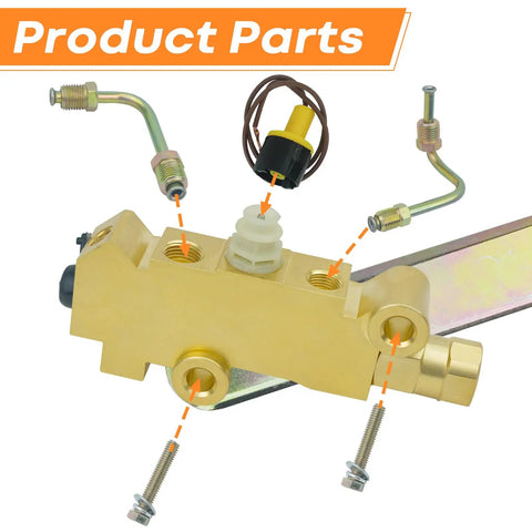 Brass Brake Proportioning Valve For Front Disc Rear Drum Setup Fits Classic Chevy Buick Trucks With Dual Reservoir Tanks, detailed view of components.