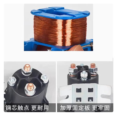 Heavy Duty 12V 24V 48V Electric Forklift Relay Start Switch DC Contactor coil and connection details for cart tailboard.