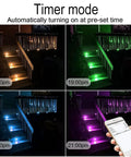 WiFi RGBW Deck Light Kit 20 Pack Low Voltage Recessed In Ground Outdoor Lights timer mode with color changes on stairs.