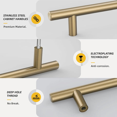 25 Pack Champagne Bronze Cabinet Pulls 3 Inch Drawer Handles For Kitchen Cabinets And Bathroom Vanities Brushed Stainless Steel