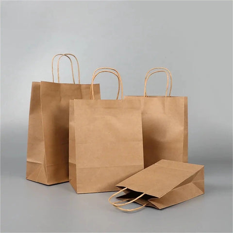 Brown Kraft Paper Bags With Handles Bulk 50 Pack For Small Businesses Shop Ready Eco Friendly Shopping Gift Bags 42x31x13 Cm