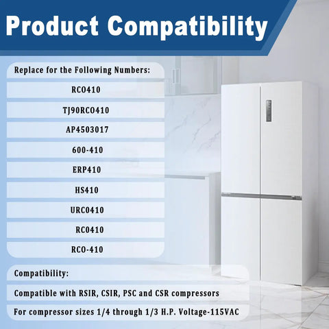 3 In 1 Compressor Hard Start Kit For Refrigerators And Freezers One Quarter To One Third HP 115V Includes Relay Overload