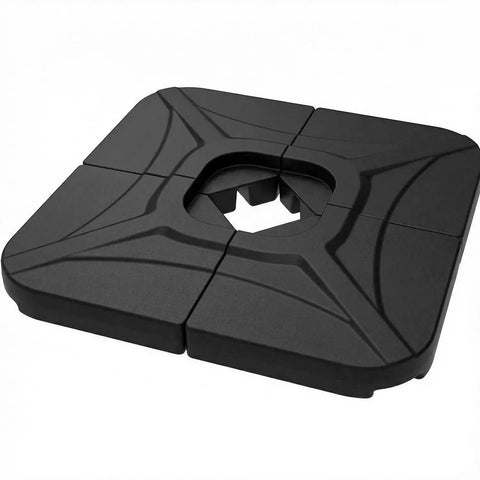 Beefy 230 Lb Cantilever Offset Umbrella Base 4 Piece Weighted Base Set For Outdoor Patio With Water Or Sand Fill Spouts Square Compact Stand Plate Black