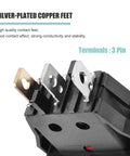Top Shelf Red Illuminated Rocker Switch 3 Pin 2 Position SPST Toggle With Knockout Glow Road Ready For Marine Boats Trucks and Workshop Equipment AC 250V 15A 125V 20A showing silver-plated copper terminals.
