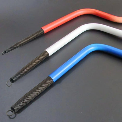 Rock Solid PVC Pipe Bender Spring Set 16Mm 20Mm 25Mm 32Mm Manual Wire Tube Bending Tool showcasing red, white, and blue handles.