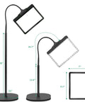 5X Rechargeable Floor Magnifying Glass With Light And Stand 43 LED Handy Hands Free Magnifier Lamp with adjustable height and lens size