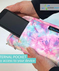 Diabetes Grab-And-Go Travel Case For Glucose Meter And Essentials, Portable Diabetic Organizer Bag, Glucometer Kit, Medical Supplies Pouch, Easy Everyday Diabetes Care, pastel fabric pouch with external phone pocket