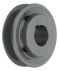 V Belt Sheave One And One Eighth Inch Bore Cast Iron Three Point Five Five Inch Outer Diameter Single Groove Web Sheave Bored To Size For 3L Or B Belts Durable Drive Pulley Industrial Grade, angled view