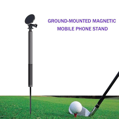 Golf Swing Monopod Selfie Stick With Ground Spike Phone Holder And Swing Analyzer Adjustable 11.61 To 47.63 Inch Tripod in use on golf course