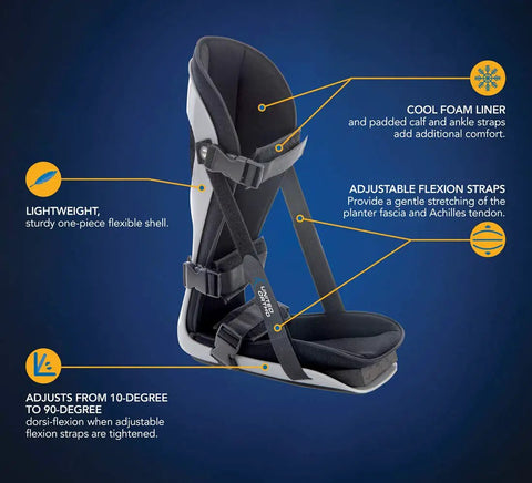 Plantar Fasciitis Adjustable Leg Support Brace Fits Right Or Left Foot For Soreness Relief And Pain Free Stretching, Medium Black