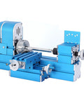 Mini Motorized Lathe Machine For Diy Enthusiasts And School Tech Classes precision engine turning tool in blue metal design.