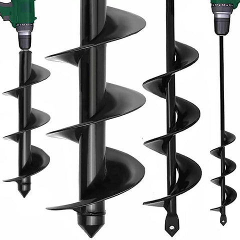 Heavy Duty Garden Auger Drill Bit For Planting With Deep Uniform Holes In Two Sizes 3.5 By 16 Inches And 1.6 By 16.5 Inches