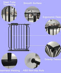 Extra Wide Baby Gate With Walk Through Door And Auto Close, EZ Install, Adjustable Pressure Mount Black Metal Safe Gate features