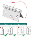 Angled view of a stainless steel 3x3 inch square door hinge, butt hinge with ball bearing