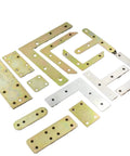 Rock Solid L Bracket Corner Brace 100 Pcs Nickel Plated Steel Mending Plates For Furniture Repair And Shelf Support shown in various sizes.