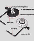 Exploded view of MASITE PCWJ torque angle gauge; automotive 1/2 in drive, dial gauge, metal base, and L-shaped rod
