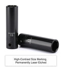 Pro Grade Deep Impact Socket Set 1/2 Inch Drive Metric Cr-V 6-Point 10 mm to 24 Mm, 14-Piece with black oxide finish