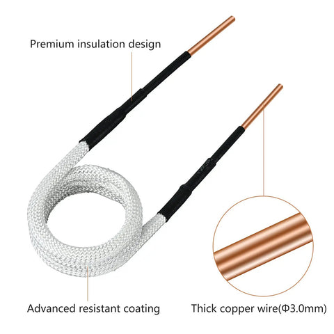 Induction Heater Coil Kit For Magnetic Heater Set With 8 Coils And 2 Free Forming Copper Wires 1200C Heat Resistant close-up