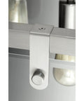 Detail of bracket on Glayse Collection 3-Light Clear Glass Luxe Bath Vanity Light in Brushed Nickel