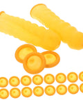 Top Shelf 100 Pack Yellow Latex Finger Sleeves, two textured covers and multiple smooth caps for grip during heavy lifting.