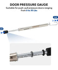 Dual End Door Force Gauge Workhorse With Push Pull Tester 0 to 35 Pounds and 16 Kilograms, Stainless Steel Body With Hook, Door Closer and Lock Adjustment, ADA Compliance Verified, Lightweight and Highly Accurate showing push and pull scale